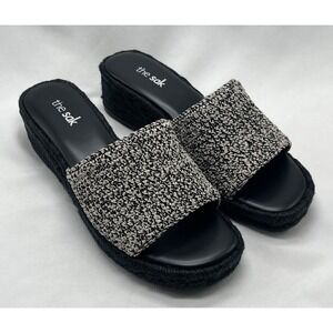 The Sak Women's Sandals Brynna Espadrille Slip On Wedge Mules Black Size‎ 8